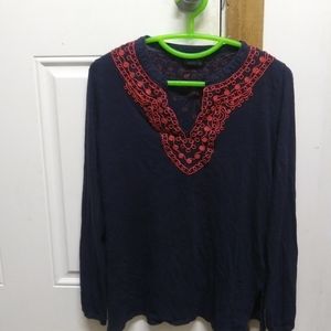 Lucky Brand Live In Love Embordery Long Sleeve